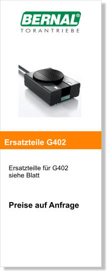 Ersatzteille fr G402  siehe Blatt    Preise auf Anfrage     Ersatzteile G402