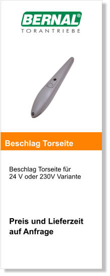 Beschlag Torseite fr 24 V oder 230V Variante      Preis und Lieferzeit  auf Anfrage     Beschlag Torseite